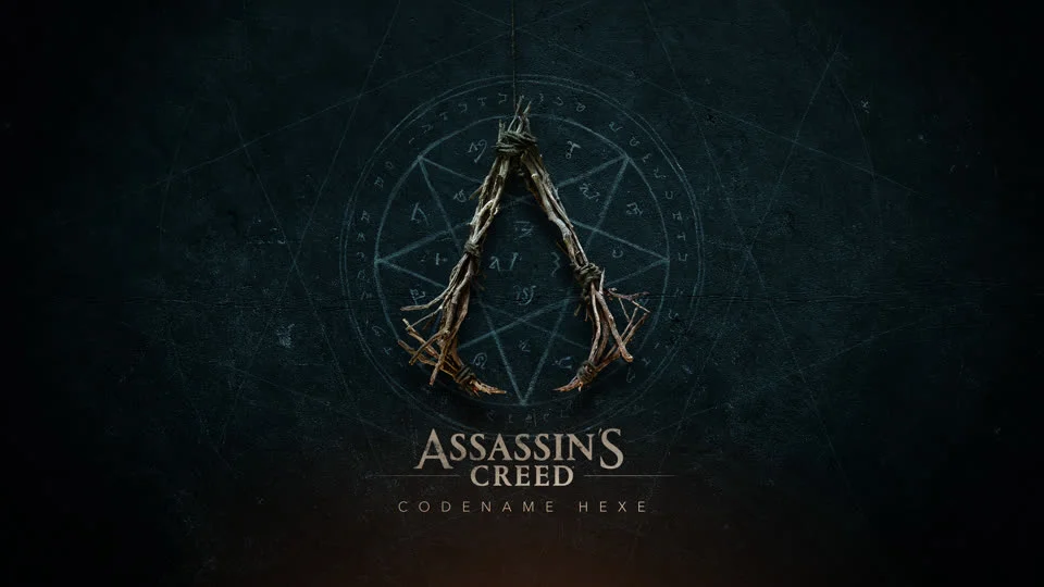 Official Assassin’s Creed Codename Hexe artwork, with a wooden Assassin symbol and the game logo