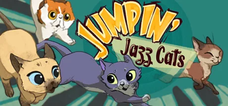 Jumpin’ Jazz Cats key art with a cast of colourful cartoon cats